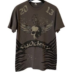 Buckcherry Women’s Unisex Gray Delta Skull Wings 2013 Tour Shirt Sz M